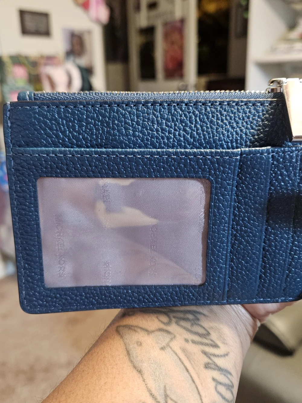 Michael Kors Dark Teal Blue Pebbled Leather Tote with Wristlet